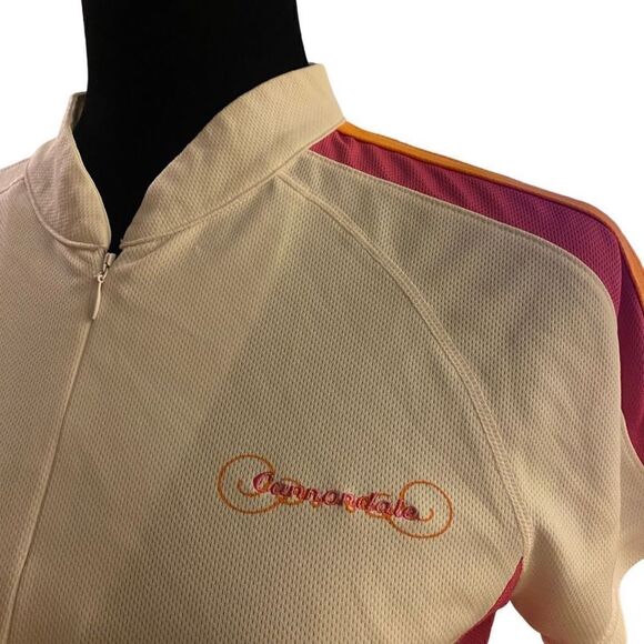 Cannondale Women's White,‎ Pink, and Orange Cycling Jersey Top Size Large - Picture 5 of 11
